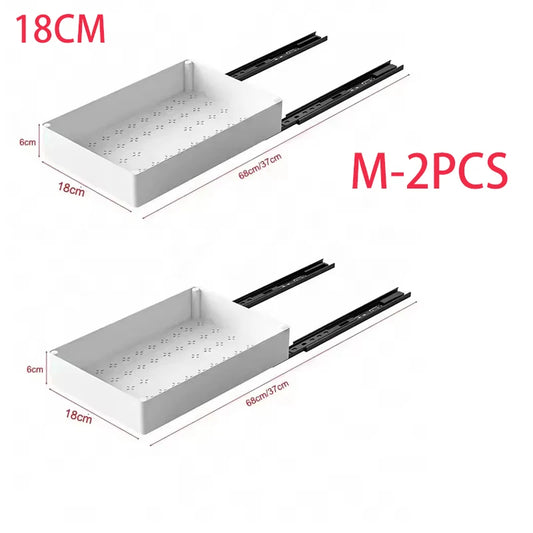 1-2pcs Kitchen Organizer Pull Out Cabinet Storage Rack Drawer Type Storage Tray with Slide Rails Cabinets Organizer for Pantry
