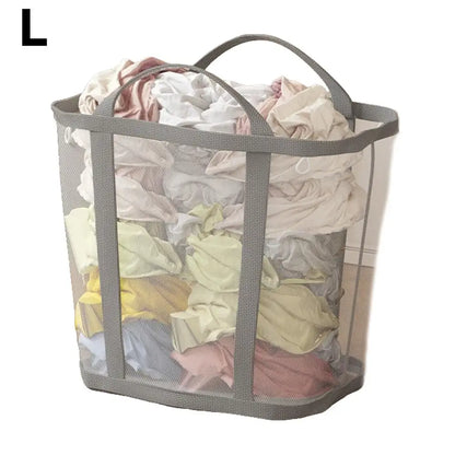 Large Capacity Mesh Dirty Clothes Basket with Handle Breathable Folding Laundry Socks Underwear Organizer Bag for Home Bathroom