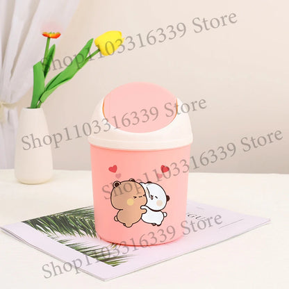 Bubu Dudu Mini Desktop Bin Yier Panda Bear Trash Can Tube Bedroom Trash Can Garbage Can Clean Workspace Storage Box Home Desk