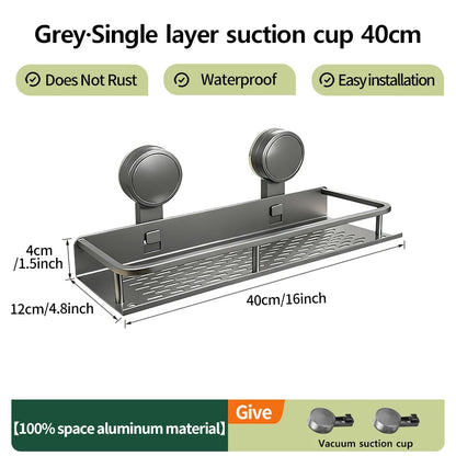 Multifunctional Suction Cup Rack Kitchen Utensils Storage Wall Mounted Spice Holder Bathroom Organizer No Drilling Required