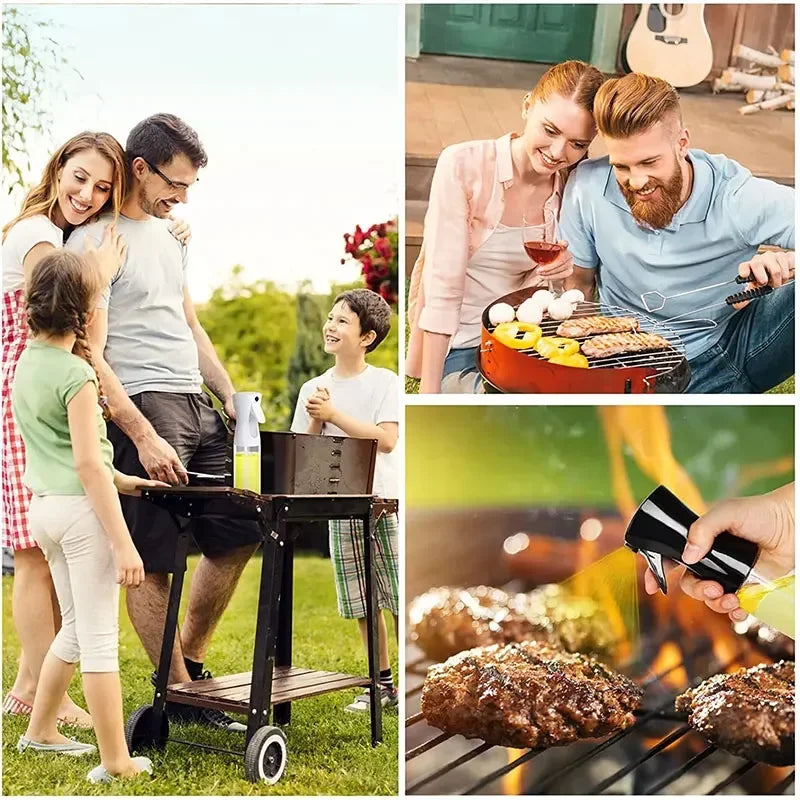 200/300/500ml Oil Spray Plastic Household Kitchen Oil Spray Bottle Or Oil Brush Nebulizing Mist Filling Cooking Dual Use BBQ