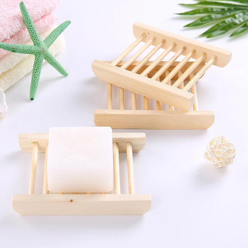 Wooden Soap Dishes Tray Bathroom Soap Holder Portable Shower Soap Dish Storage Tray Bathroom Countertop Soap Drain Rack