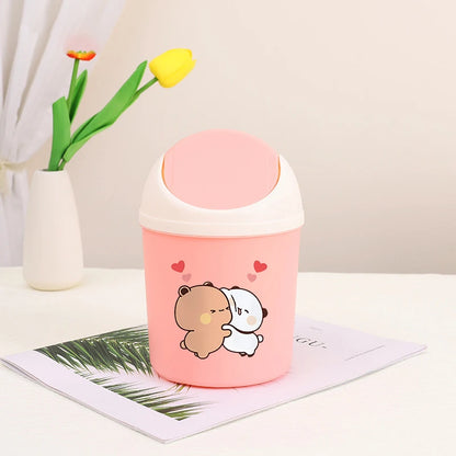 Bubu Dudu Mini Desktop Bin Yier Panda Bear Trash Can Tube Bedroom Trash Can Garbage Can Clean Workspace Storage Box Home Desk