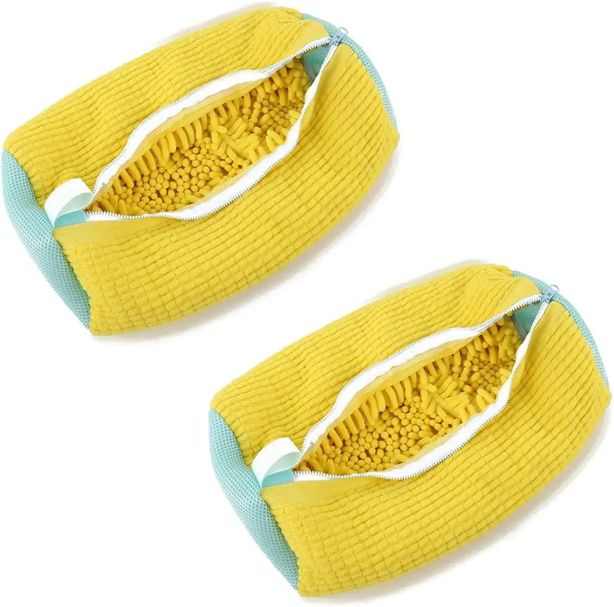 Fluffy Fiber Shoe Washing Bag 360° Surround Cleaning Reusable Durable Machine-Washable Laundry Bag with Zipper Closure (1pc)