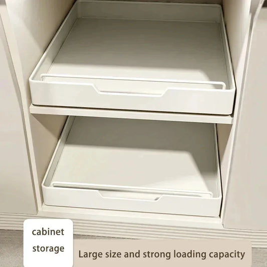 Pull-out Kitchen Storage Rack with Slide Rails Drawer Type Storage Tray Spice Box Organizer for Cabinet Shelf Space Saving Tools
