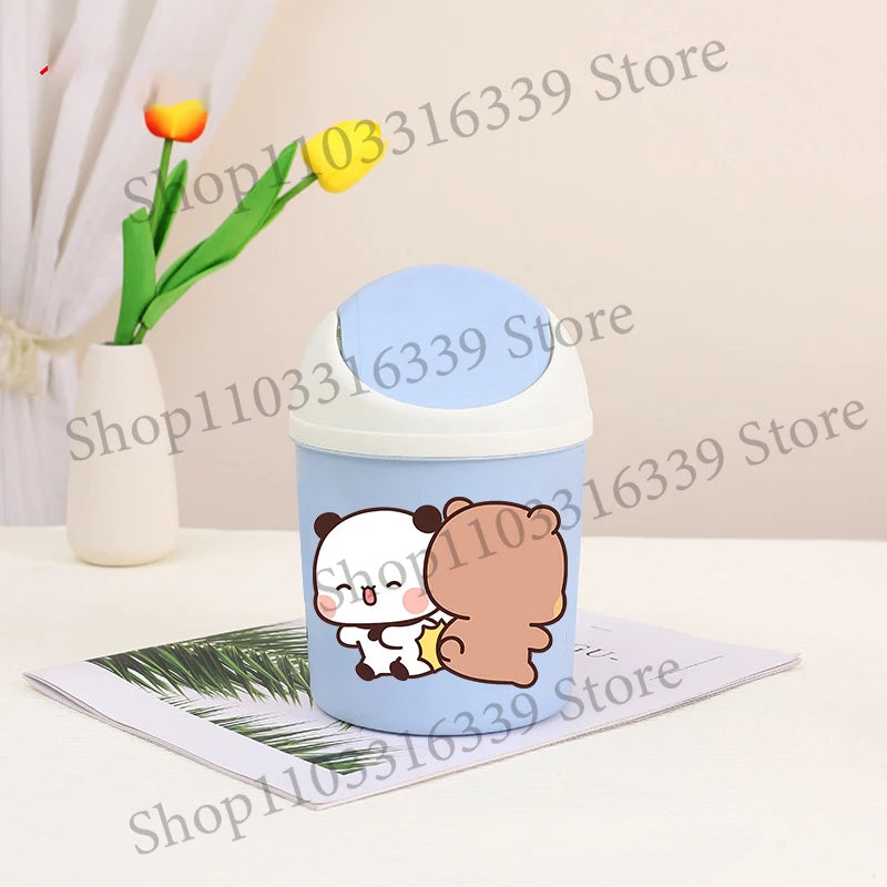 Bubu Dudu Mini Desktop Bin Yier Panda Bear Trash Can Tube Bedroom Trash Can Garbage Can Clean Workspace Storage Box Home Desk