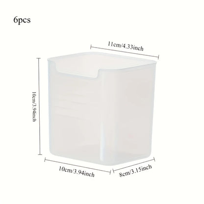 6Pcs Clear Refrigerator Storage Bins with Handles, Bpa-Free Food Organizer Boxes for Fridge & Kitchen Counter