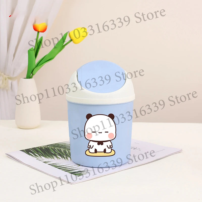 Bubu Dudu Mini Desktop Bin Yier Panda Bear Trash Can Tube Bedroom Trash Can Garbage Can Clean Workspace Storage Box Home Desk