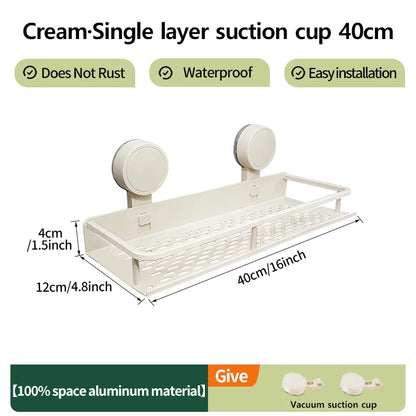 Multifunctional Suction Cup Rack Kitchen Utensils Storage Wall Mounted Spice Holder Bathroom Organizer No Drilling Required