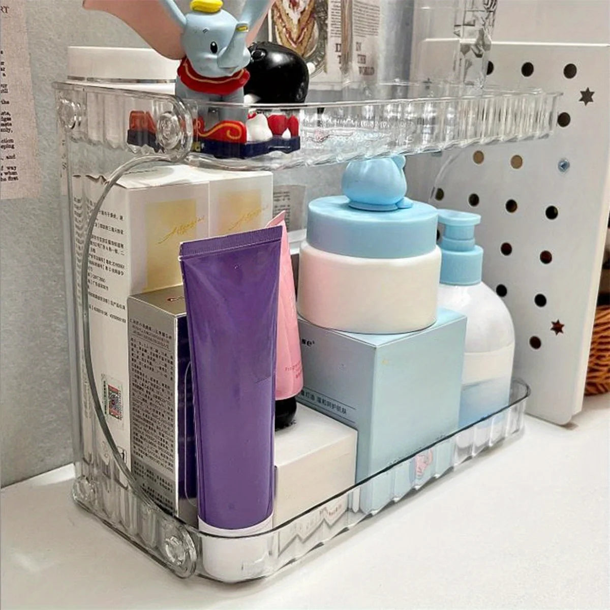 1 piece transparent cosmetics storage rack | Multi functional desktop skincare lipstick display rack | Multi layer storage suita