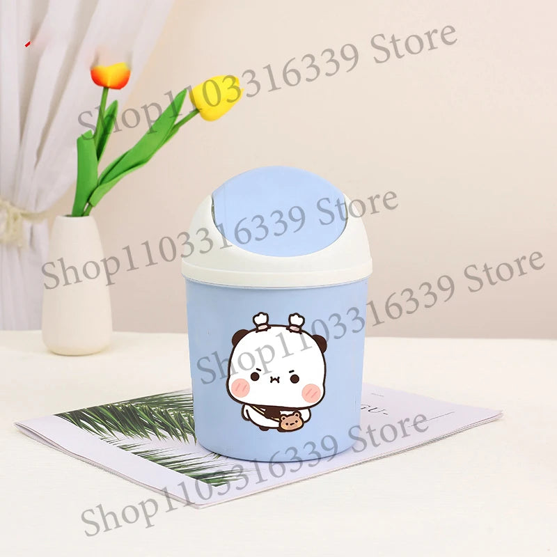 Bubu Dudu Mini Desktop Bin Yier Panda Bear Trash Can Tube Bedroom Trash Can Garbage Can Clean Workspace Storage Box Home Desk
