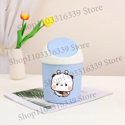 Bubu Dudu Mini Desktop Bin Yier Panda Bear Trash Can Tube Bedroom Trash Can Garbage Can Clean Workspace Storage Box Home Desk