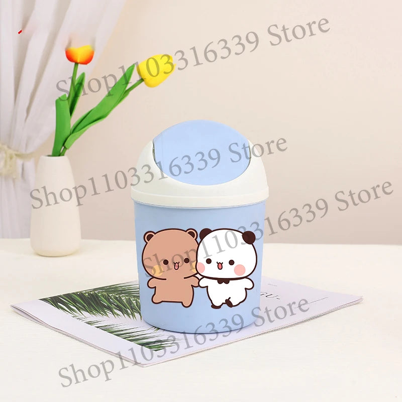 Bubu Dudu Mini Desktop Bin Yier Panda Bear Trash Can Tube Bedroom Trash Can Garbage Can Clean Workspace Storage Box Home Desk