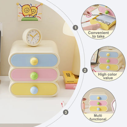 Uforu Dopamine Desk Organizer, 3-Tier Drawer Storage Boxes Multi-Function Stationery Desktop Shelf for Office Dorm