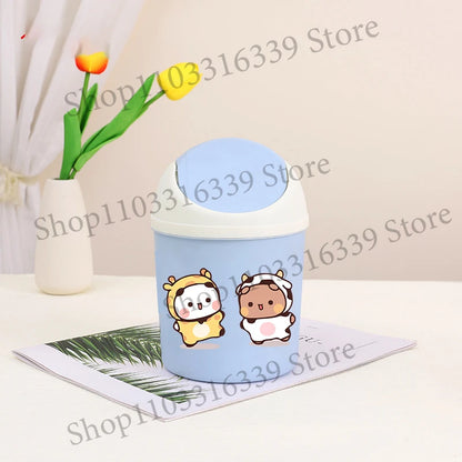 Bubu Dudu Mini Desktop Bin Yier Panda Bear Trash Can Tube Bedroom Trash Can Garbage Can Clean Workspace Storage Box Home Desk