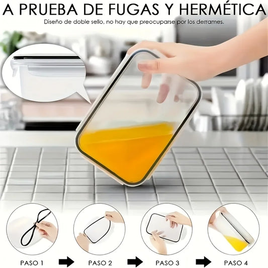 8Pcs Set Includes 4 Containers and 4 Lids Airtight Food Storage Box Kitchen Fridge Organizer for Fruits Vegetables Camping