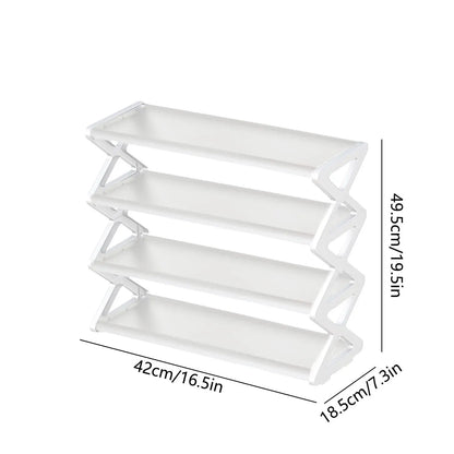4-Tier Foldable X-Shape Shoe Rack, No Assembly Space Saving Organizer, Freestanding Storage Shelf, for Entryway, Hallway, Closet
