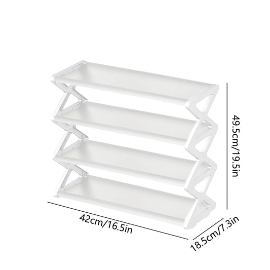 4-Tier Foldable X-Shape Shoe Rack, No Assembly Space Saving Organizer, Freestanding Storage Shelf, for Entryway, Hallway, Closet