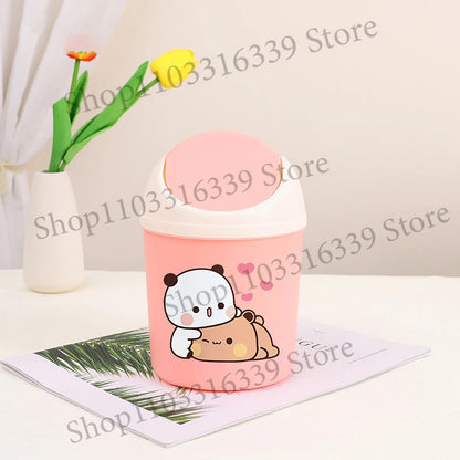 Bubu Dudu Mini Desktop Bin Yier Panda Bear Trash Can Tube Bedroom Trash Can Garbage Can Clean Workspace Storage Box Home Desk