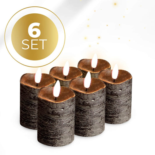 KENN® LED Stompkaarsen – Set van 6 – Zwart (Timer)
